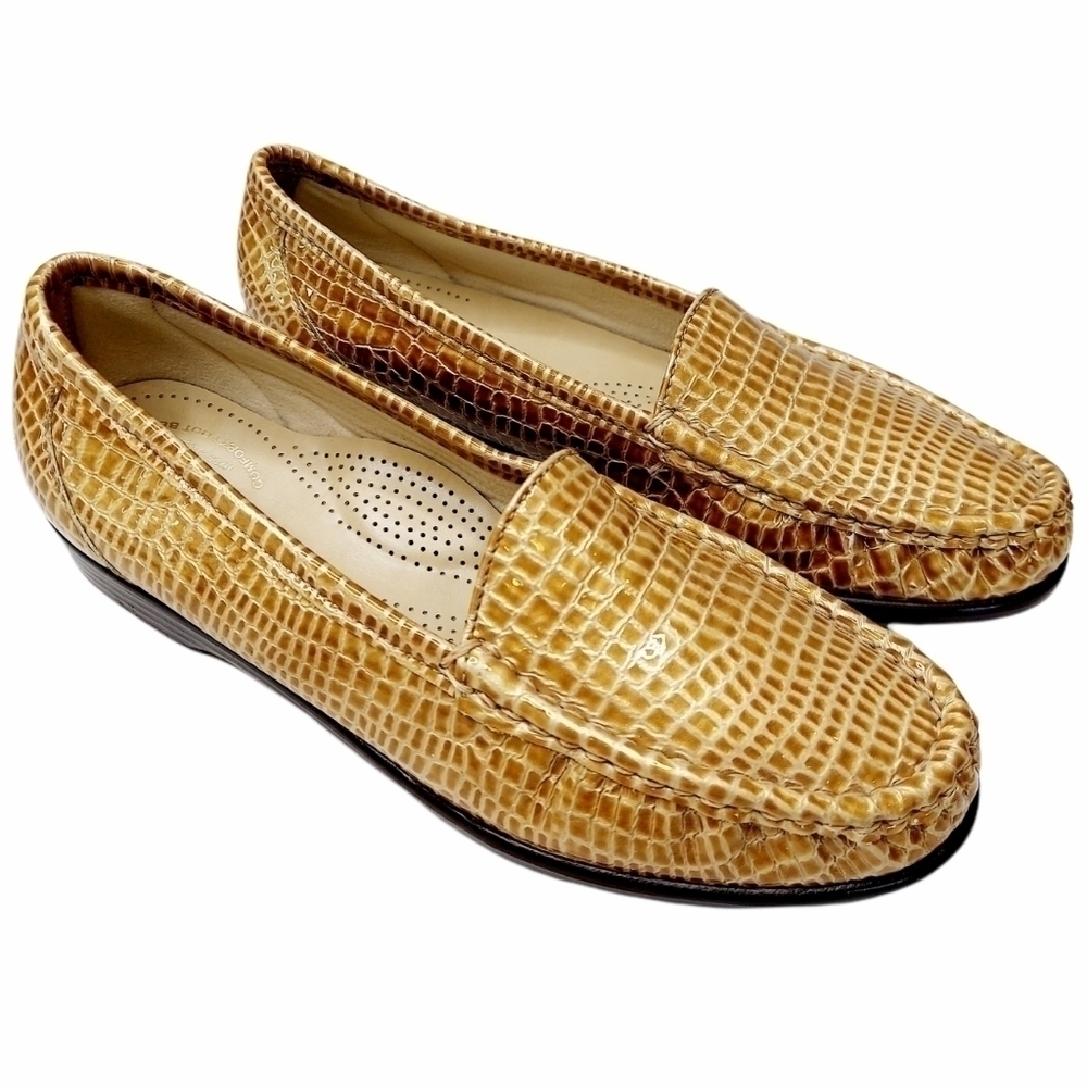SAS Tripad Flats Loafer Slip-On Shoe 7.5 N Faux Snakeskin Made in USA Comfort